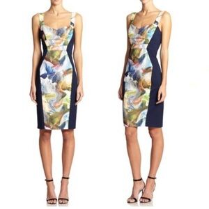 BLACK HALO 'SADIE' Navy Colorblock Panel Shift Dress, Knee Length, Size 6, New